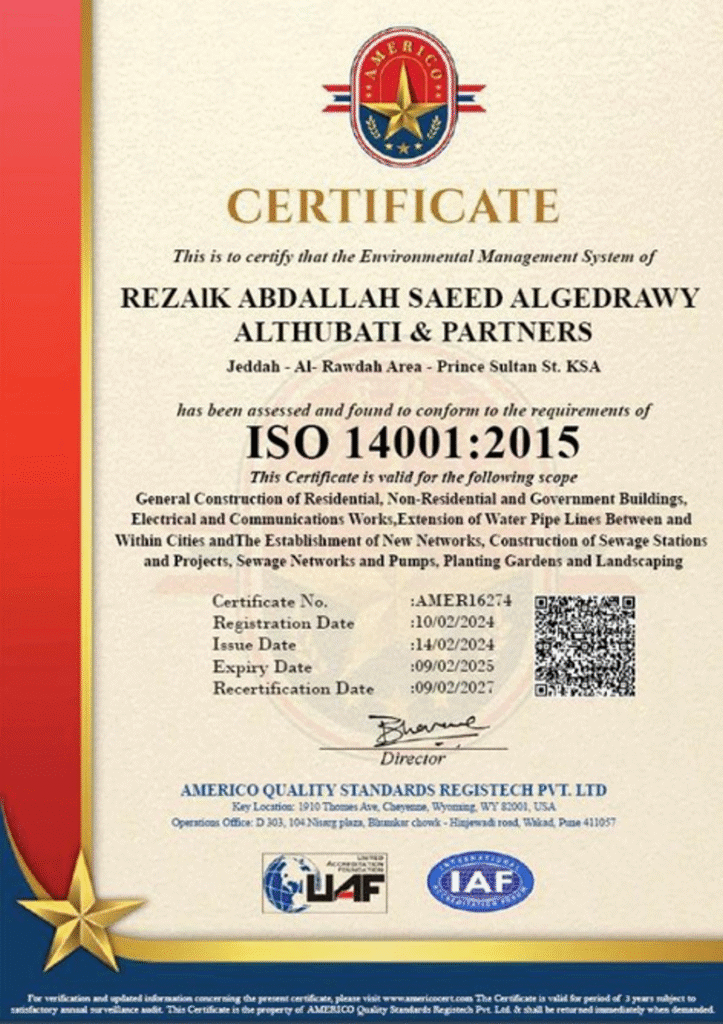 ISO 45001 occupational health and safety certificate – Rezaik Al Gedrawy